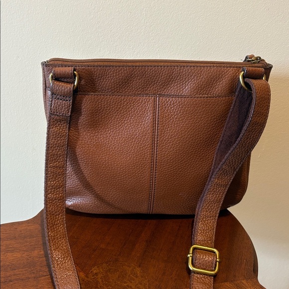Fossil shoulder/Crossbody bag pebble leather brown brass hw 3 Ext. Pockets - Picture 8 of 17